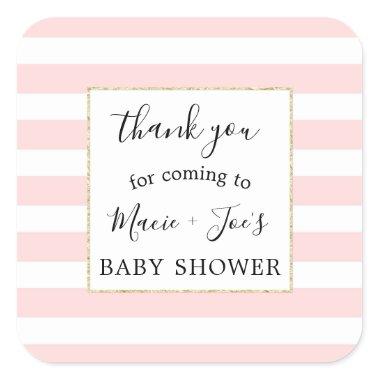 Pink Gold girl baby shower favor thank you sticker