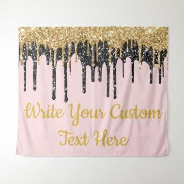 Pink Gold Glitter Birthday Photo Booth Backdrop