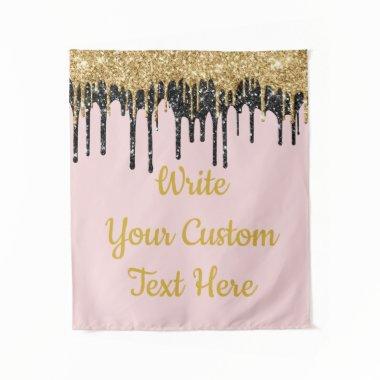 Pink Gold Glitter Birthday Photo Booth Backdrop