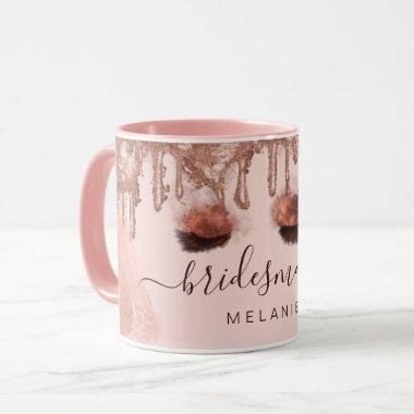 Pink Gold Glitter Drip Glam Beauty Customized Name Mug