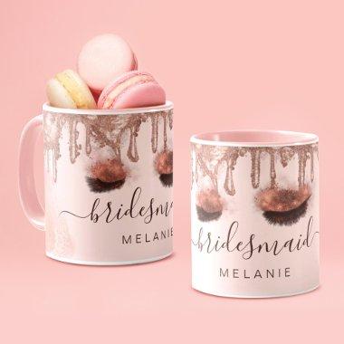 Pink Gold Glitter Drip Glam Beauty Customized Name Mug