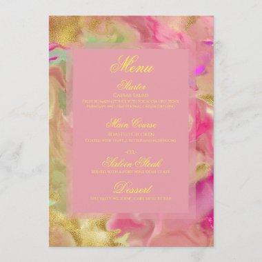 Pink, gold, green marble ink print menu