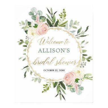 Pink gold greenery  welcome sign