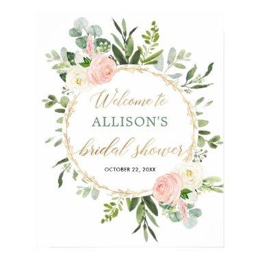 Pink gold greenery bridal shower welcome sign