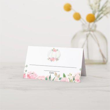 Pink gold greenery floral pumpkin fall place