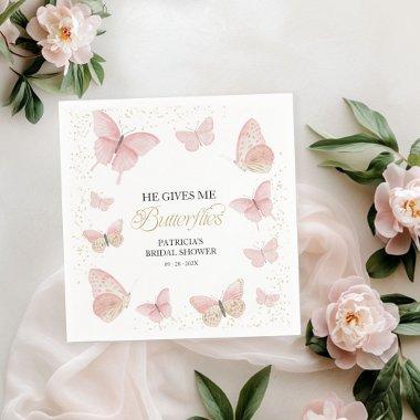 Pink Gold He Gives Me Butterflies  Napkins