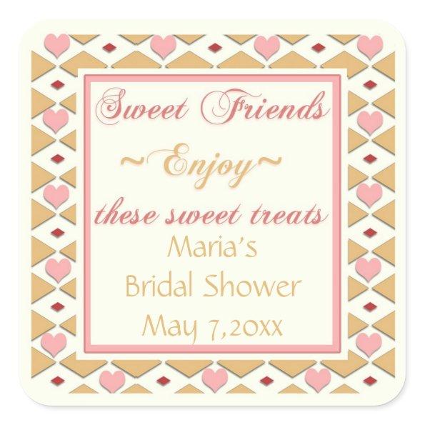 Pink Gold Hearts Diamonds Candy Buffet Stickers