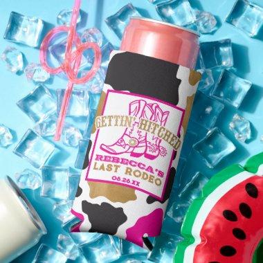 Pink Gold Last Rodeo Bachelorette Party Seltzer Can Cooler