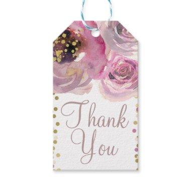 Pink & Gold Modern Floral Watercolor Bridal Shower Gift Tags