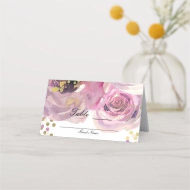 Pink & Gold Modern Floral Wedding Table Seating Place