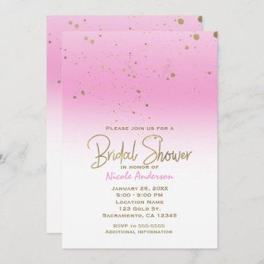 Pink & Gold Modern Glam BRIDAL SHOWER Elegant Invitations