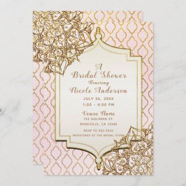 Pink & Gold Moroccan Arabian Nights Bridal Shower Invitations