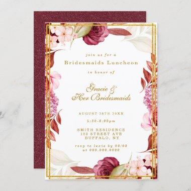 Pink Gold Peony Bridesmaids Luncheon Invites