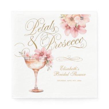 Pink Gold Petals and Prosecco Bridal Shower Napkins