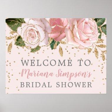 Pink Gold Roses Bridal Shower Poster