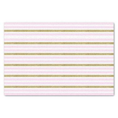 Pink & Gold Shimmer Glitter Stripes Stripe Tissue Paper