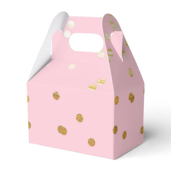 Pink & Gold Shiny Confetti Dots Chic Modern Favor Favor Box