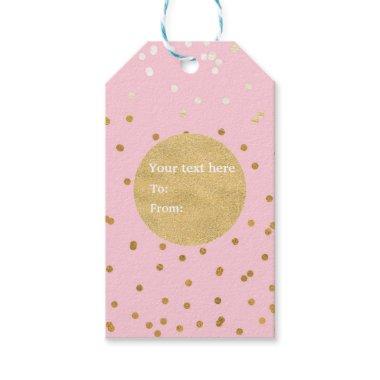 Pink & Gold Shiny Confetti Dots Chic Modern Gift Tags