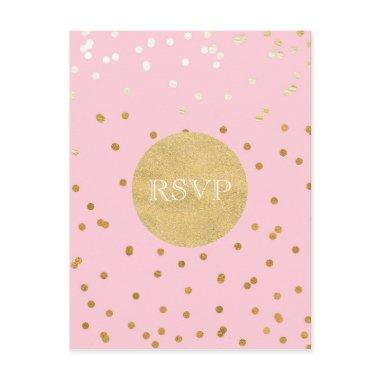 Pink & Gold Shiny Confetti Dots Chic Modern RSVP Invitation Post