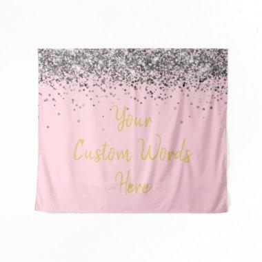 Pink Gold Silver Birthday Party Photo Booth Prop Tapestry
