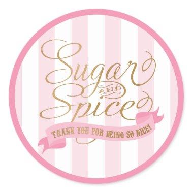 Pink Gold Sugar and Spice Round Stickers