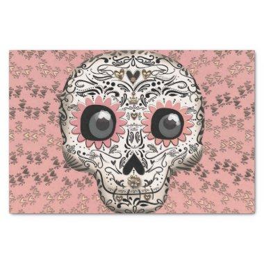 Pink & Gold Sugar Skull Whimsical Cute Party Tissue Paper
