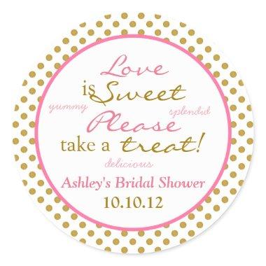 Pink Gold White Polka Dot Candy Buffet Stickers