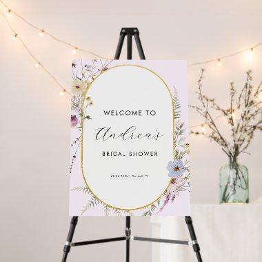 Pink Gold Wildflower Spring Bridal Shower Welcome Foam Board