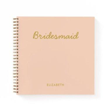 Pink Golden Calligraphy Stars Bridesmaid gift Notebook