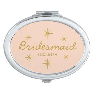 Pink Golden Star Bridesmaid Compact Mirror