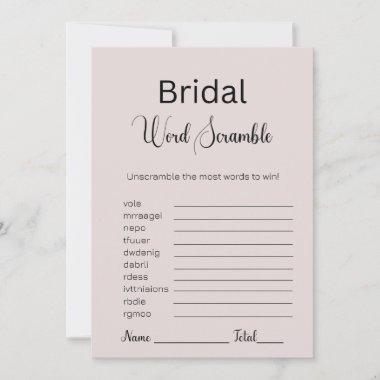 Pink Gray Bridal Word Scramble Game Invitations