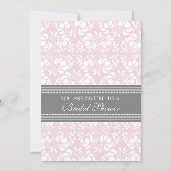 Pink Gray Damask Bridal Shower Invitation Invitations