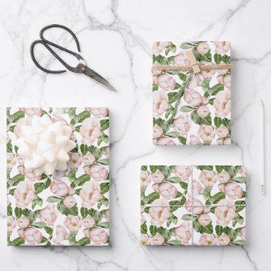 Pink Green Floral Birthday  Wrapping Paper Sheets