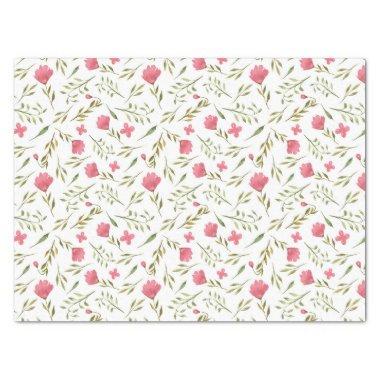 Pink Green Floral Flowers Decoupage Tissue Paper