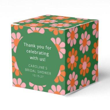 Pink Green Flowers Bridal Shower Custom Thank You Favor Boxes