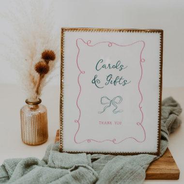 Pink Green Frame Ribbon Bridal Shower Invitations Gifts Poster