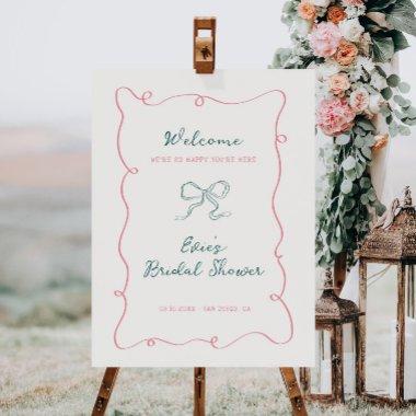 Pink Green Frame Ribbon  Welcome Sign