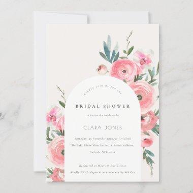 Pink Green Rose Orchid Arch Floral Bridal Shower Invitations
