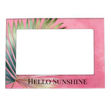 Pink Green Tropical Leaf Magnetic Frame