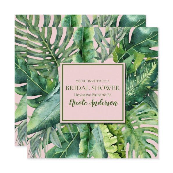 Pink & Green Tropical Leaves