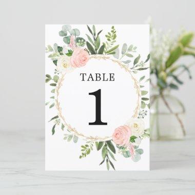 Pink greenery gold elegant 5"x7" table numbers