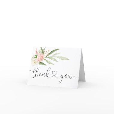 Pink greenery gold elegant script thank you Invitations