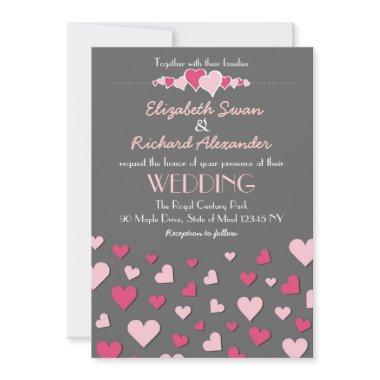 Pink Grey Love Modern and Chic Wedding Invitations