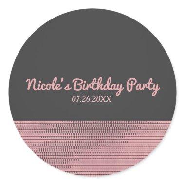 Pink & Grey Modern Glam Sequins Chic Elegant Favor Classic Round Sticker