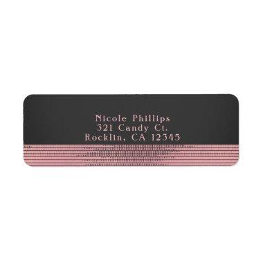 Pink & Grey Modern Glam Sequins Chic Invitations Label
