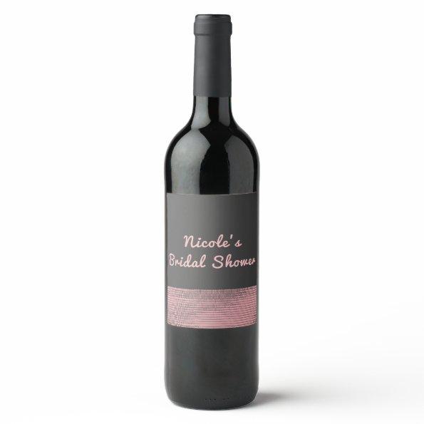 Pink & Grey Modern Glam Sequins Chic Wine Labels