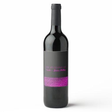 Pink & Grey Modern Glam Sequins Elegant Wine Label