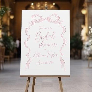 Pink Hand Drawn Bow  welcome sign