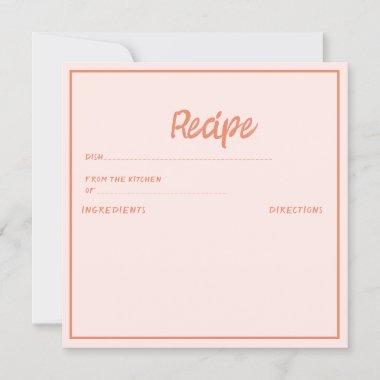 Pink Handwriting Retro Recipe Bridal Shower Invitations