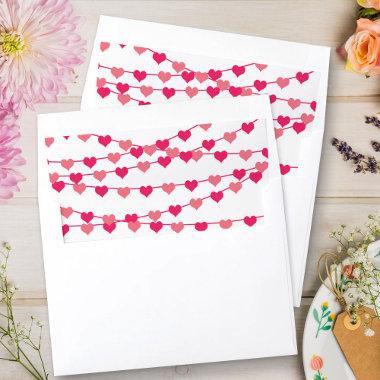 Pink Hanging String Love Hearts Envelope Liner